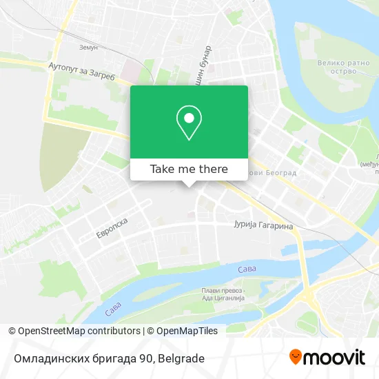 Омладинских бригада 90 map