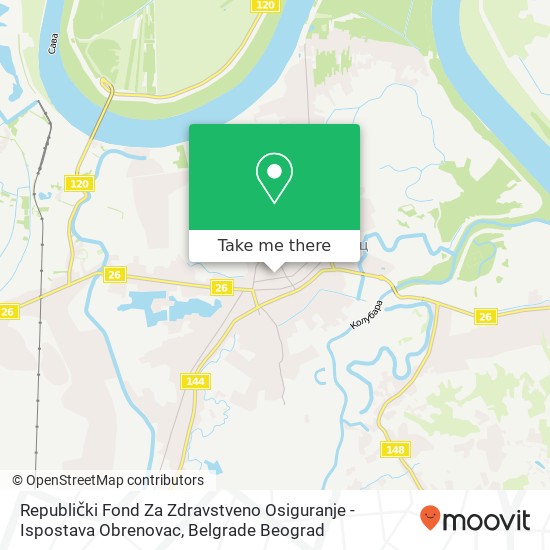 Republički Fond Za Zdravstveno Osiguranje - Ispostava Obrenovac map