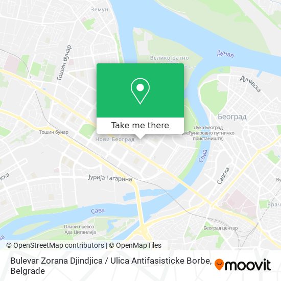 Bulevar Zorana Djindjica / Ulica Antifasisticke Borbe map