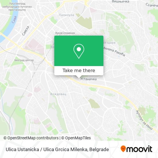 Ulica Ustanicka / Ulica Grcica Milenka map