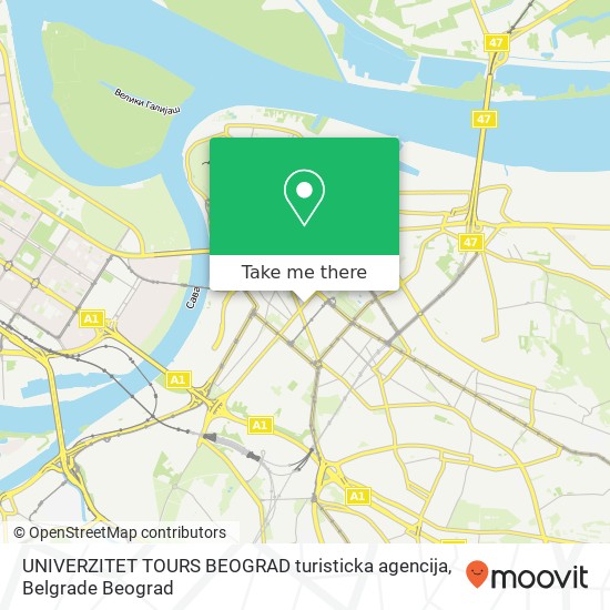 UNIVERZITET TOURS BEOGRAD turisticka agencija map