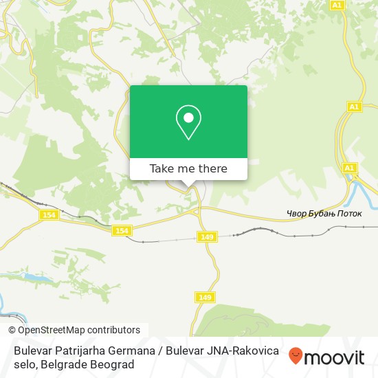 Bulevar Patrijarha Germana / Bulevar JNA-Rakovica selo map