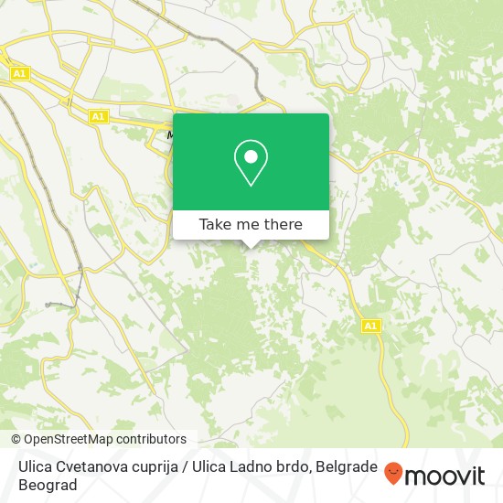 Ulica Cvetanova cuprija / Ulica Ladno brdo map