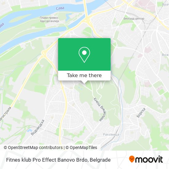 Fitnes klub Pro Effect Banovo Brdo map