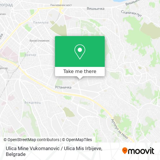 Ulica Mine Vukomanovic / Ulica Mis Irbijeve map