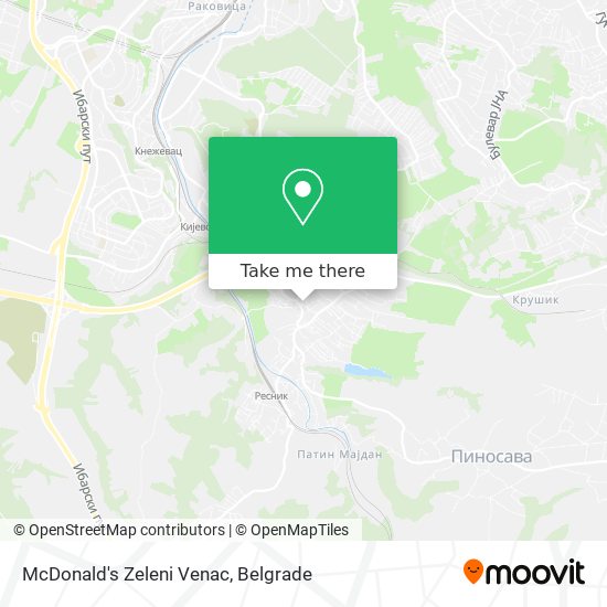 McDonald's Zeleni Venac map