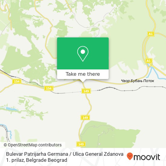 Bulevar Patrijarha Germana / Ulica General Zdanova 1. prilaz map