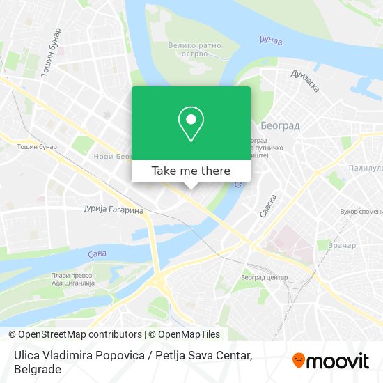 Ulica Vladimira Popovica / Petlja Sava Centar map