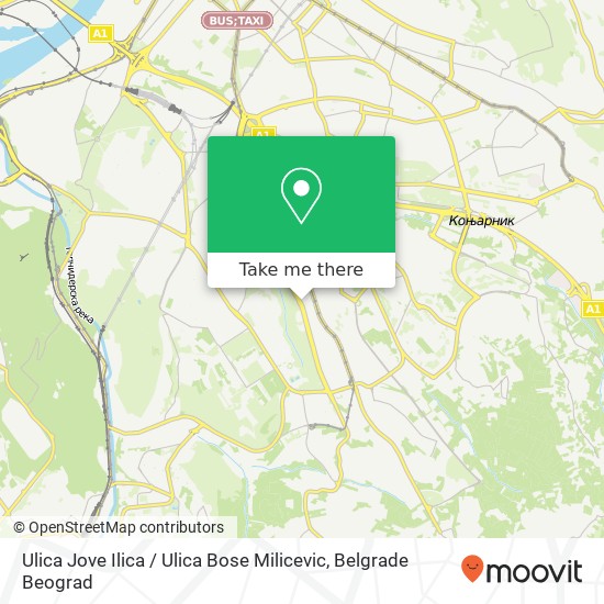 Ulica Jove Ilica / Ulica Bose Milicevic map