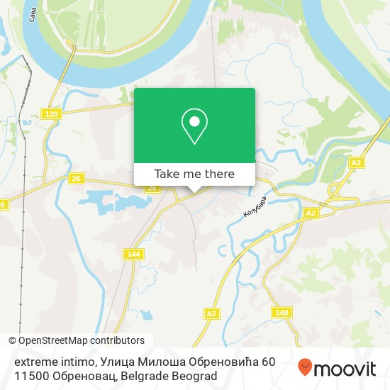 extreme intimo, Улица Милоша Обреновића 60 11500 Обреновац map