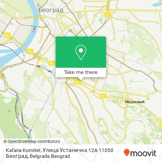 Kafana Komitet, Улица Устаничка 12A 11050 Београд map