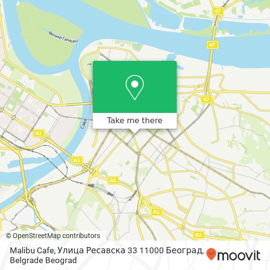 Malibu Cafe, Улица Ресавска 33 11000 Београд map