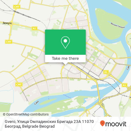 Gvero, Улица Омладинских Бригада 23A 11070 Београд map