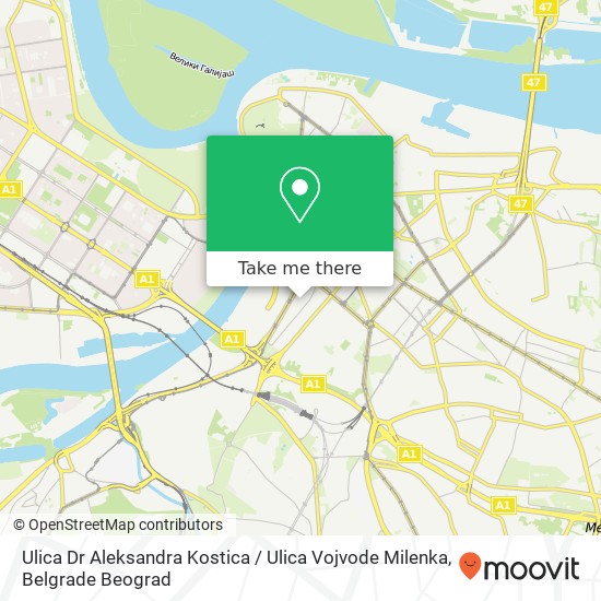 Ulica Dr Aleksandra Kostica / Ulica Vojvode Milenka map