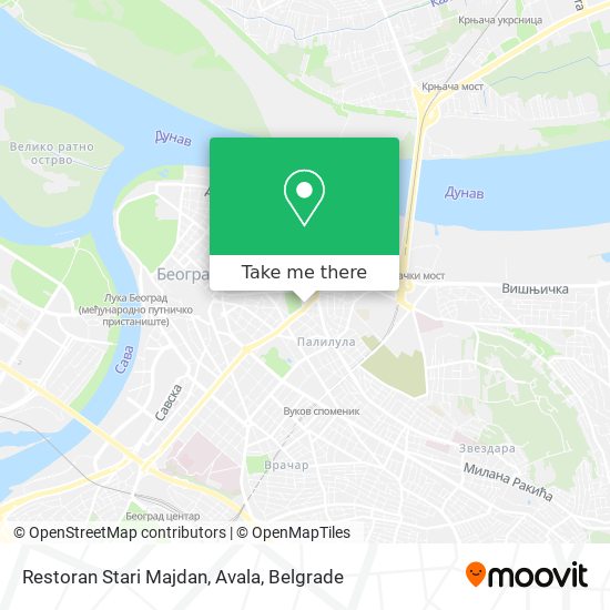 Restoran Stari Majdan, Avala map