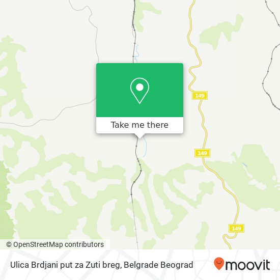 Ulica Brdjani put za Zuti breg map