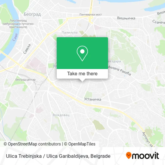 Ulica Trebinjska / Ulica Garibaldijeva map