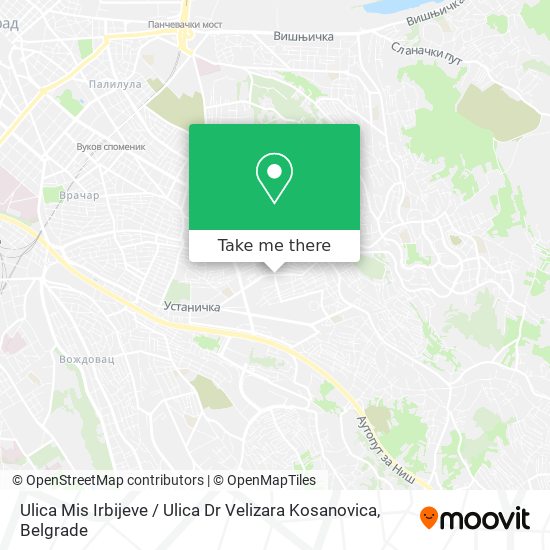 Ulica Mis Irbijeve / Ulica Dr Velizara Kosanovica map