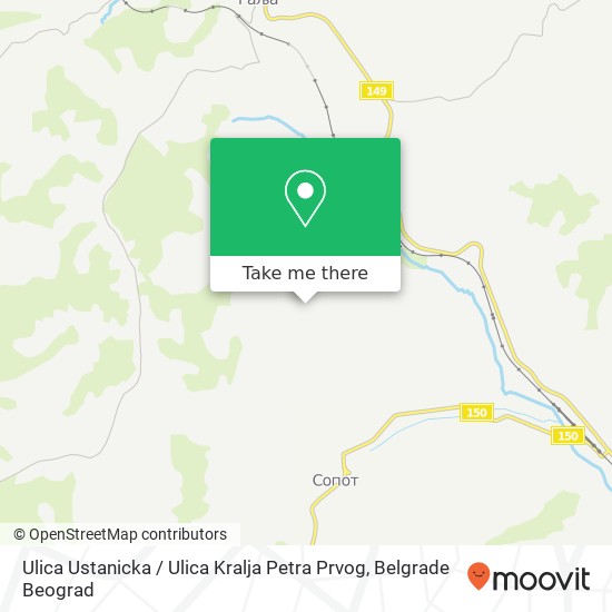 Ulica Ustanicka / Ulica Kralja Petra Prvog map