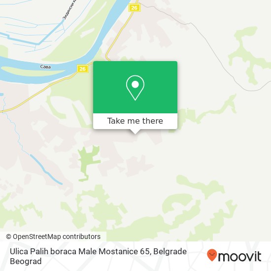 Ulica Palih boraca Male Mostanice 65 map