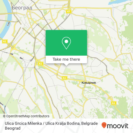 Ulica Grcica Milenka / Ulica Kralja Bodina map