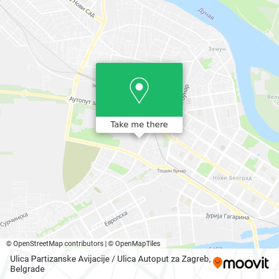 Ulica Partizanske Avijacije / Ulica Autoput za Zagreb map