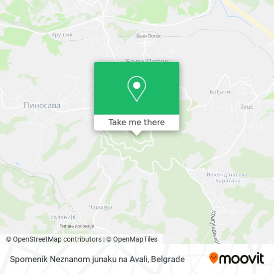 Spomenik Neznanom junaku na Avali map