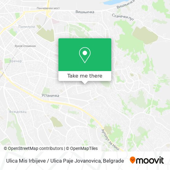 Ulica Mis Irbijeve / Ulica Paje Jovanovica map