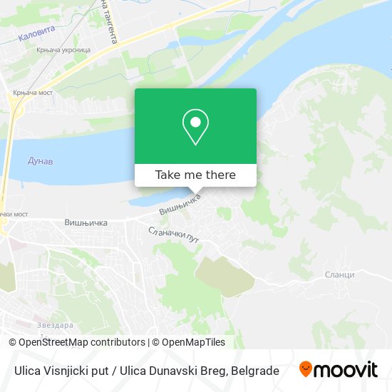 Ulica Visnjicki put / Ulica Dunavski Breg map