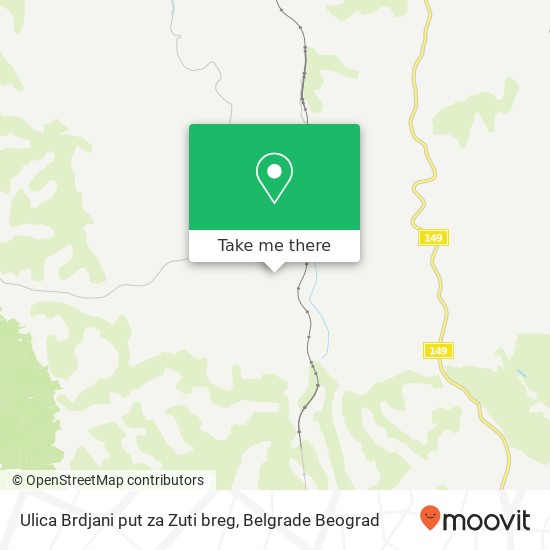 Ulica Brdjani put za Zuti breg map