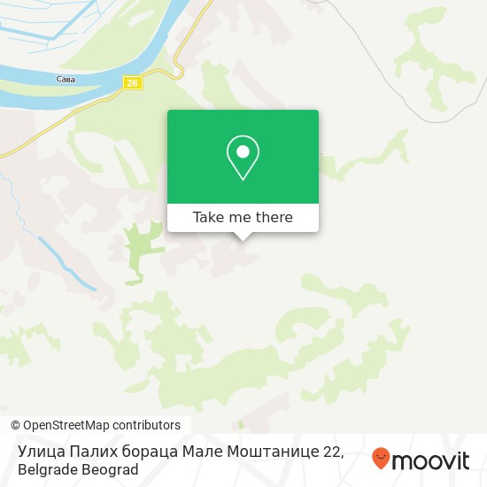 Улица Палих бораца Мале Моштанице 22 map