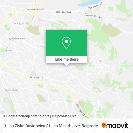 Ulica Zivka Davidovica / Ulica Mis Irbijeve map