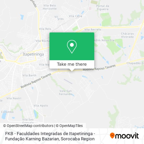 Mapa FKB - Faculdades Integradas de Itapetininga - Fundação Karning Bazarian