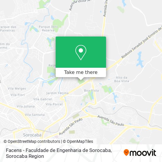 Mapa Facens - Faculdade de Engenharia de Sorocaba