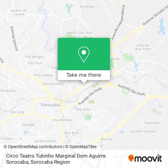 Circo Teatro Tubinho Marginal Dom Aguirre Sorocaba map