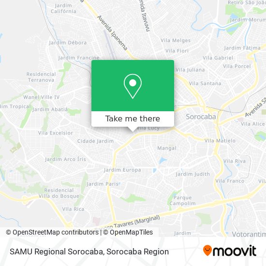 Mapa SAMU Regional Sorocaba