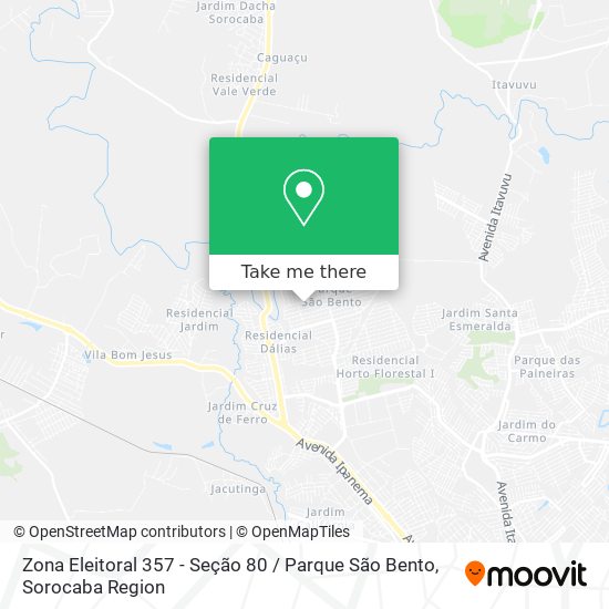 Mapa Zona Eleitoral  357  - Seção  80 /  Parque São Bento
