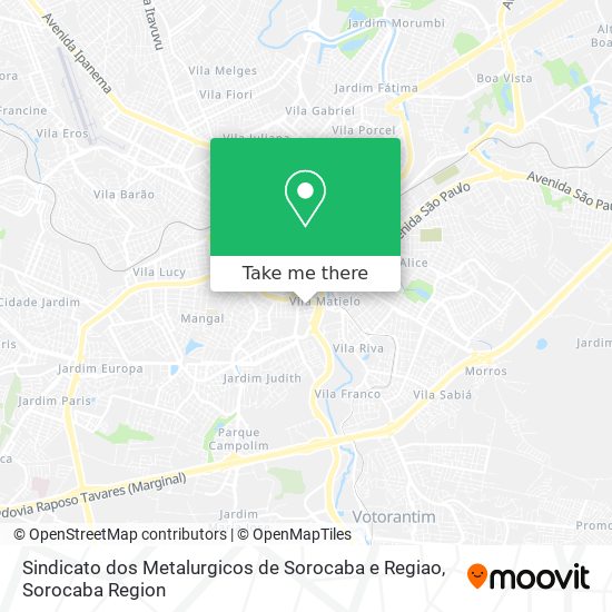 Mapa Sindicato dos Metalurgicos de Sorocaba e Regiao