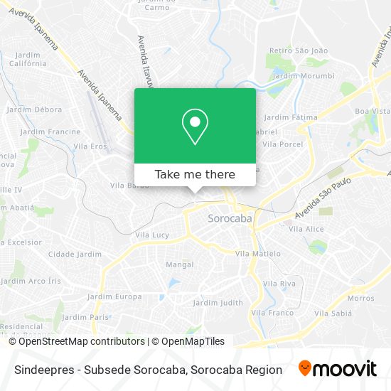 Mapa Sindeepres - Subsede Sorocaba