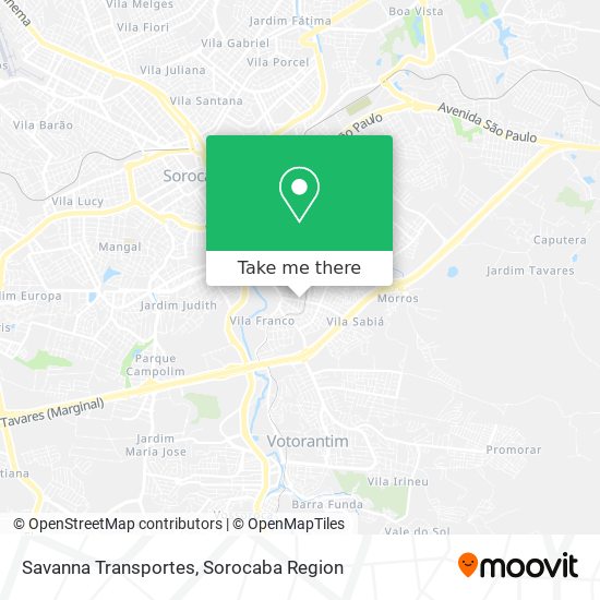 Savanna Transportes map