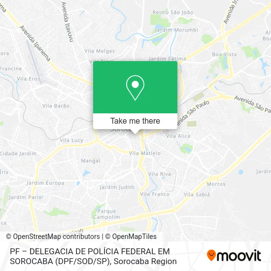 PF – DELEGACIA DE POLÍCIA FEDERAL EM SOROCABA (DPF / SOD / SP) map