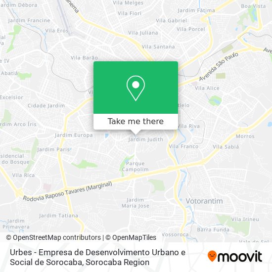 Mapa Urbes - Empresa de Desenvolvimento Urbano e Social de Sorocaba