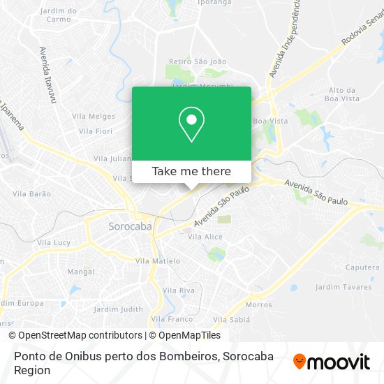 Mapa Ponto de Onibus perto dos Bombeiros