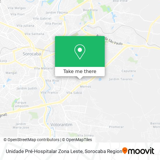 Mapa Unidade Pré-Hospitalar Zona Leste