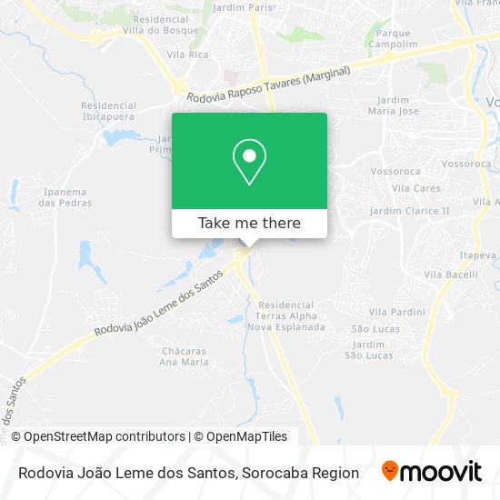 Mapa Rodovia João Leme dos Santos