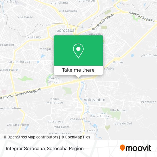 Integrar Sorocaba map