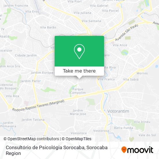 Consultório de Psicológia Sorocaba map