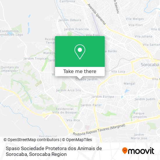 Spaso Sociedade Protetora dos Animais de Sorocaba map