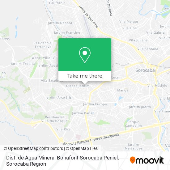 Dist. de Água Mineral Bonafont Sorocaba Peniel map