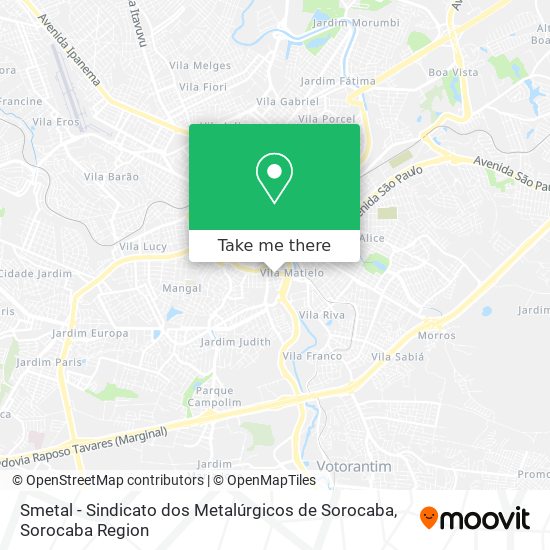 Smetal - Sindicato dos Metalúrgicos de Sorocaba map